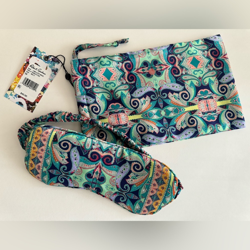 NWT Robert Graham Reversible Luna Sleep Mask - Brand New, with Travel Bag